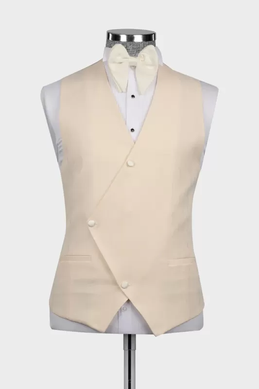 Champagne Notched Lapel Three Pieces Prom Suits