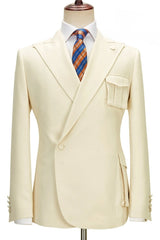 Champagne Peaked Lapel Simple Prom Suits