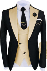 Champagne Shawl Lapel Three Pieces Close Fitting Prom Suits