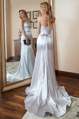 Charming Appliques Mermaid Strapless Sleeveless Sweetheart Prom Dress Long