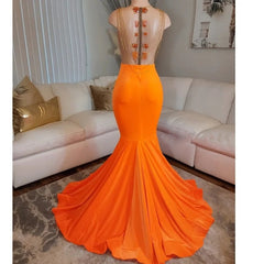 Charming Beading Embroidery Mermaid Orange Sleeveless Long Prom Dress