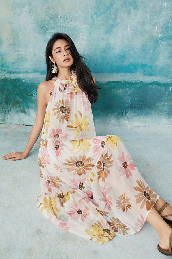 27Dress Charming Floral Halter Sleeveless A-line Dresses