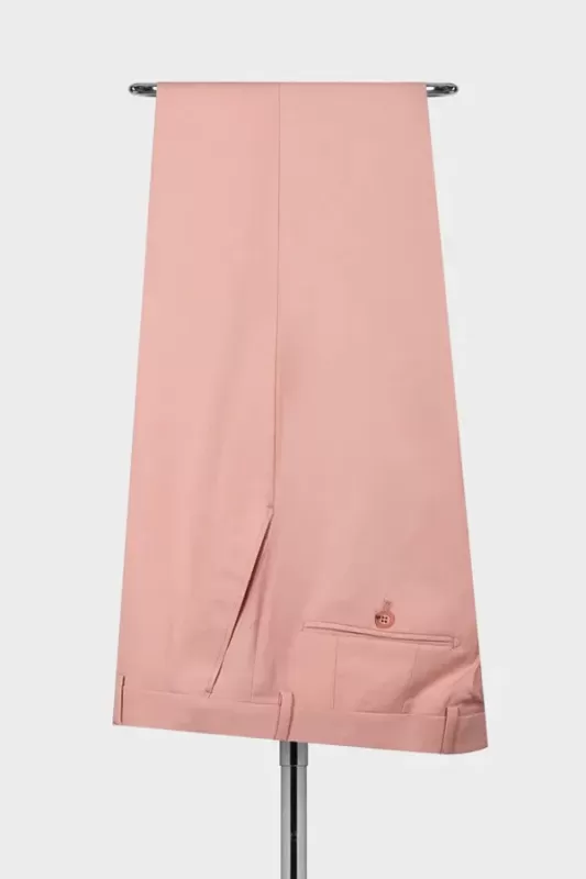Charming Nude Peaked Lapel Double Breasted Pink Prom Suits