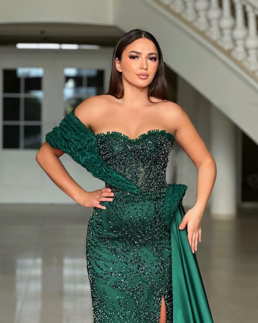 Charming Stain One-Shoulder Long Mermaid Prom Dress With Split HF0006