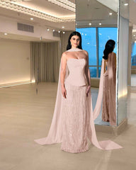 Charming Strapless Sleeveless Long Prom Dress With Beading Pleated