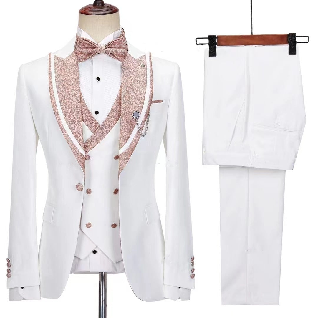 Charming Peaked Lapel Three Pieces White Prom Suits