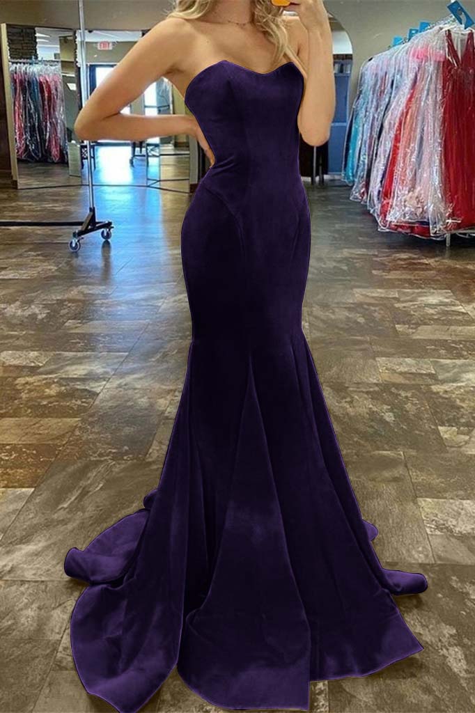 Charming Yellow Strapless Sleeveless Sweetheart Mermaid Long Prom Dress