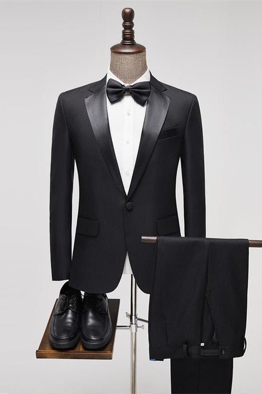 Chic Black Notched Lapel Two Pieces Men Suits For Wedding