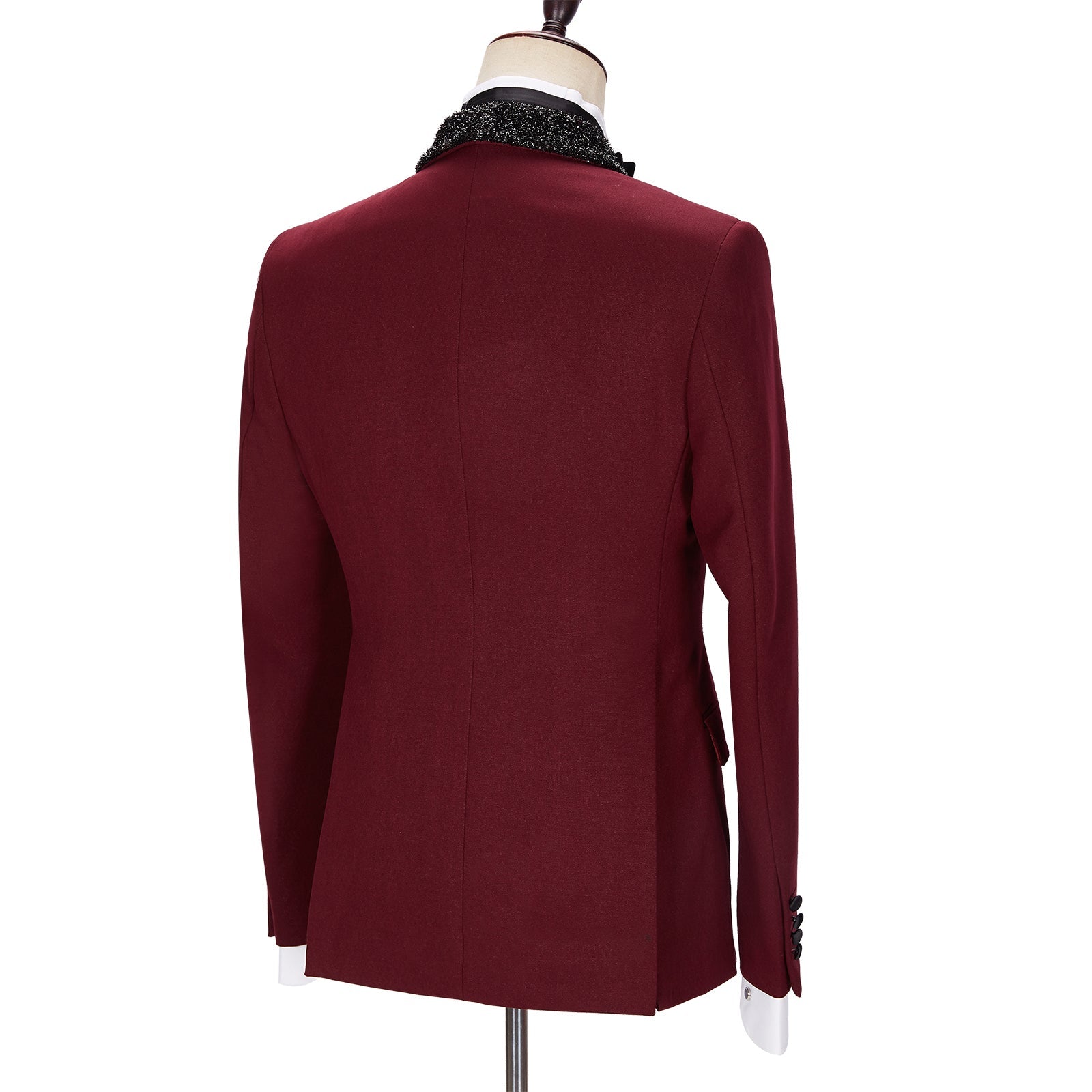 Chic Burgundy Sparkle Shawl Lapel Two Pieces Men Suits
