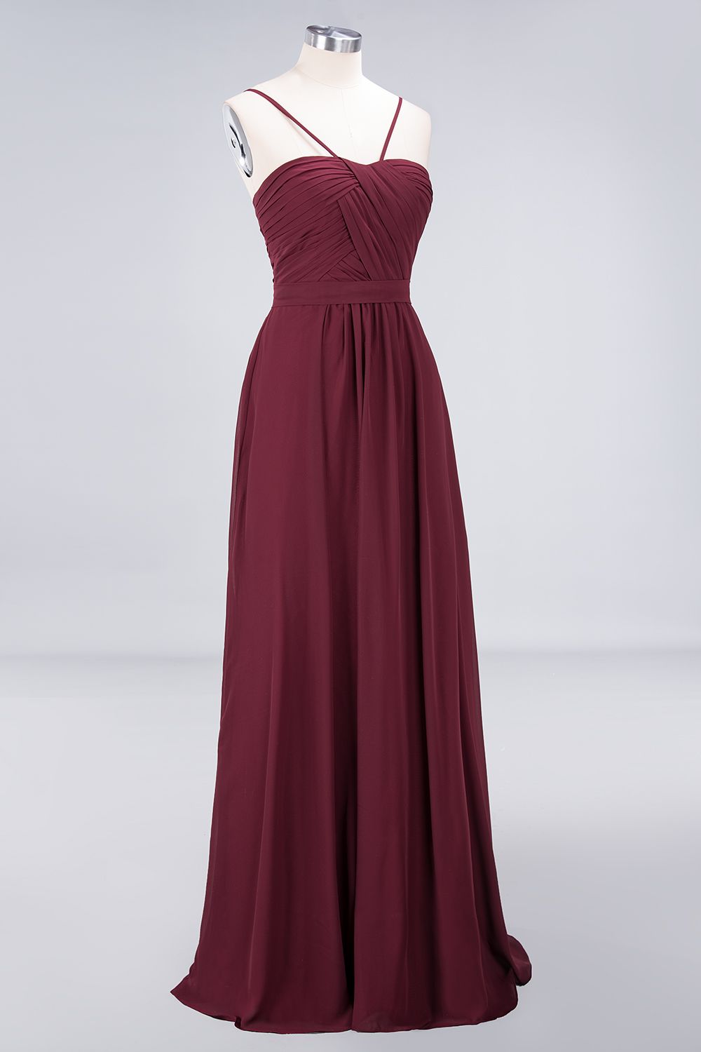 Chic Burgundy Sweetheart Long Bridesmaid Dress With Spaghetti-Straps-27dress