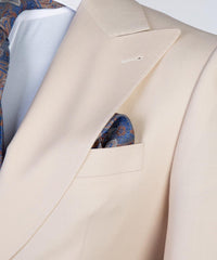 Chic Champagne Peaked Lapel Three Pieces Best Fitted Men Suits