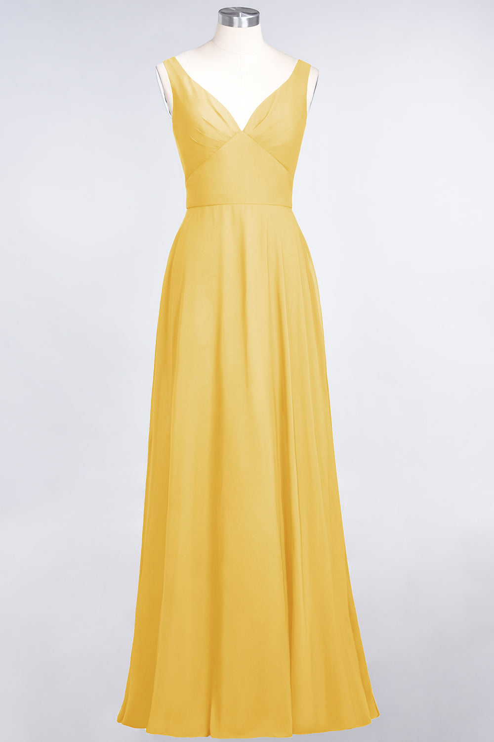 Chic Chiffon V-Neck Straps Ruffle Affordable Bridesmaid Dresses with Open Back-27dress