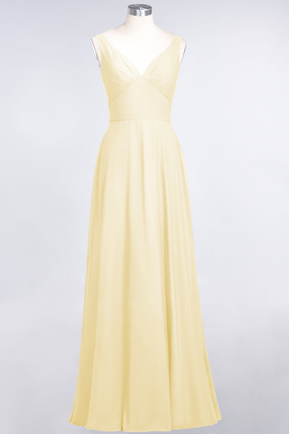 Chic Chiffon V-Neck Straps Ruffle Affordable Bridesmaid Dresses with Open Back-27dress