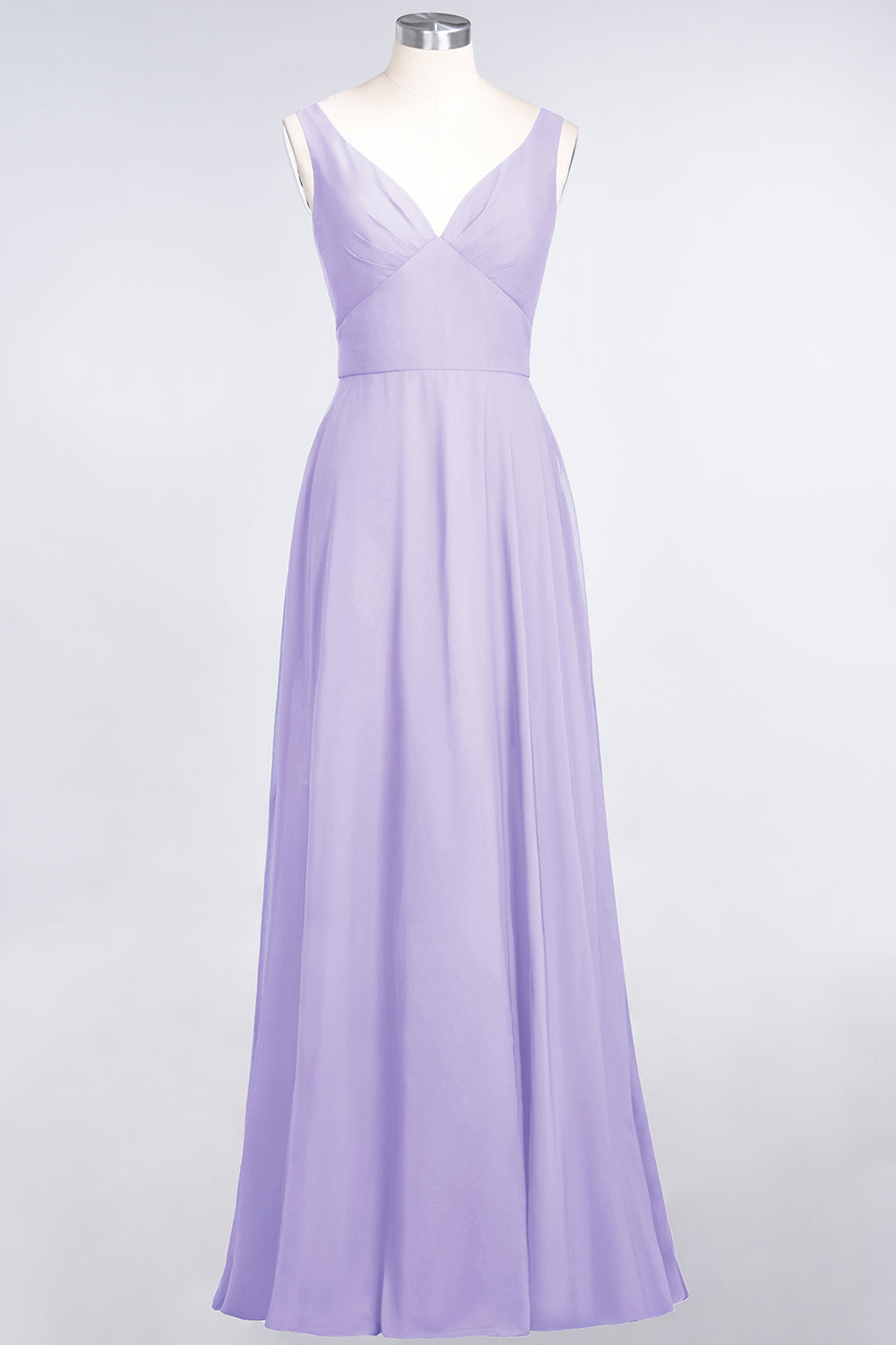 Chic Chiffon V-Neck Straps Ruffle Affordable Bridesmaid Dresses with Open Back-27dress