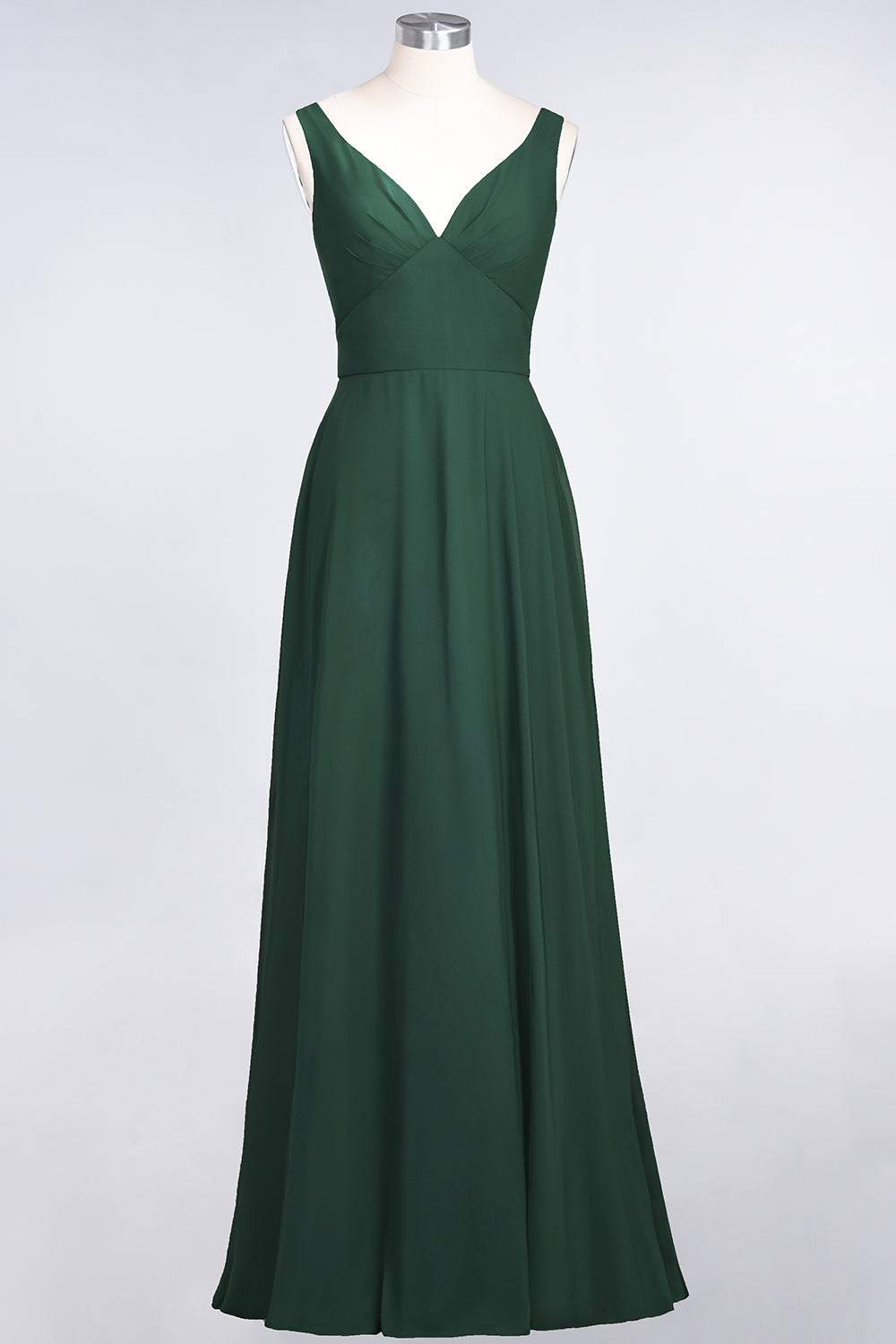 Chic Chiffon V-Neck Straps Ruffle Affordable Bridesmaid Dresses with Open Back-27dress