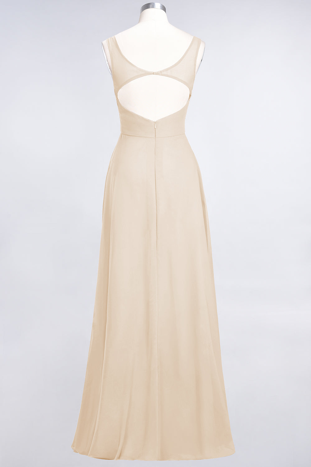 Chic Chiffon V-Neck Straps Ruffle Affordable Bridesmaid Dresses with Open Back-27dress