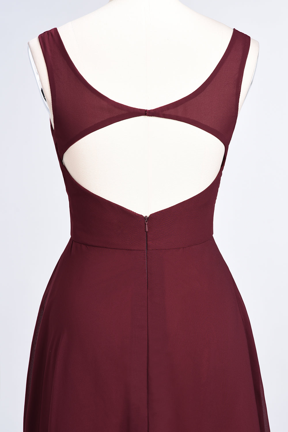 Chic Chiffon V-Neck Straps Ruffle Affordable Bridesmaid Dresses with Open Back-27dress