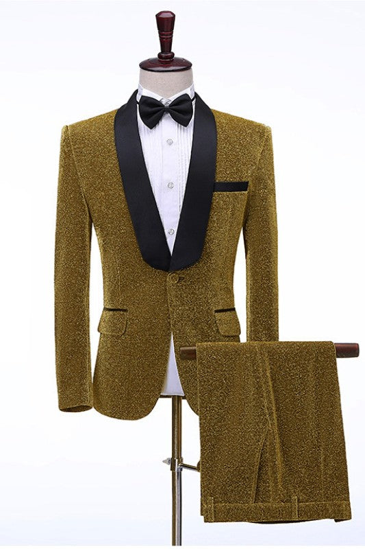 Chic Curry Shawl Lapel Two Pieces Wedding Suits