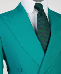 Chic Close Fitting Two Pieces Double Breasted Peaked Lapel Green Prom Suits
