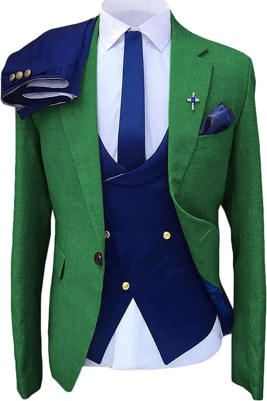 Chic Notched Lapel Three Pieces Green Prom Suits