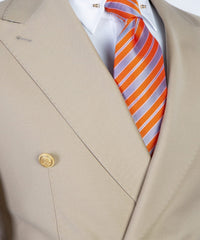 Chic khaki Double Breasted Peaked Lapel Men Suits For Business