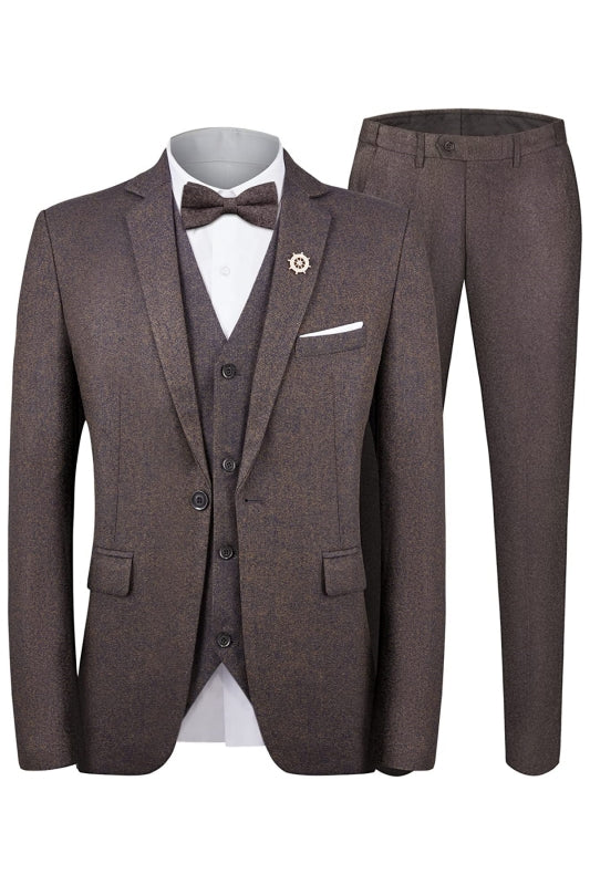 Chic Light Coffee Notched Lapel Three Pieces Business Men Suits