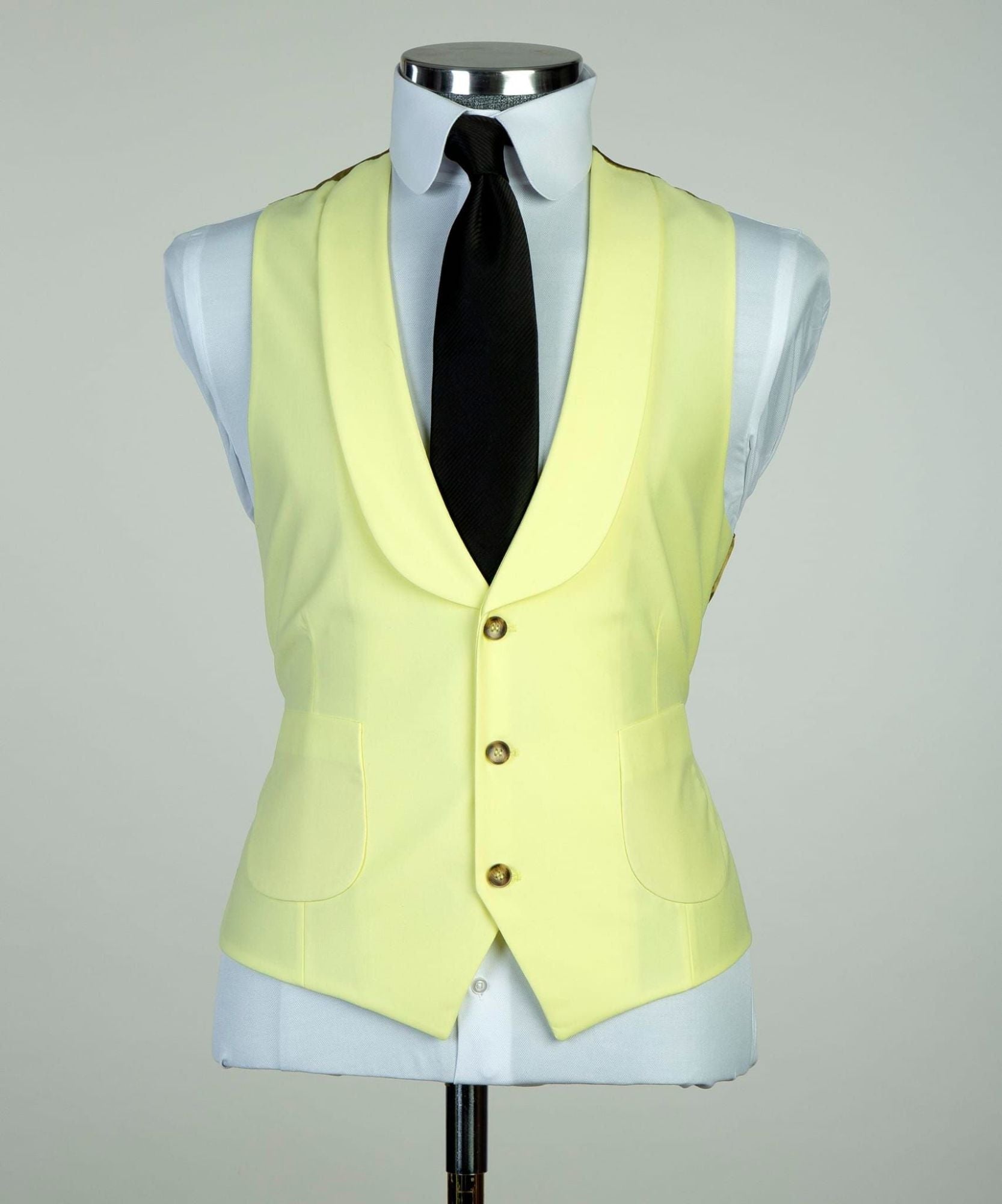 Chic Light Peaked Lapel Three Pieces Men Yellow Business Suits