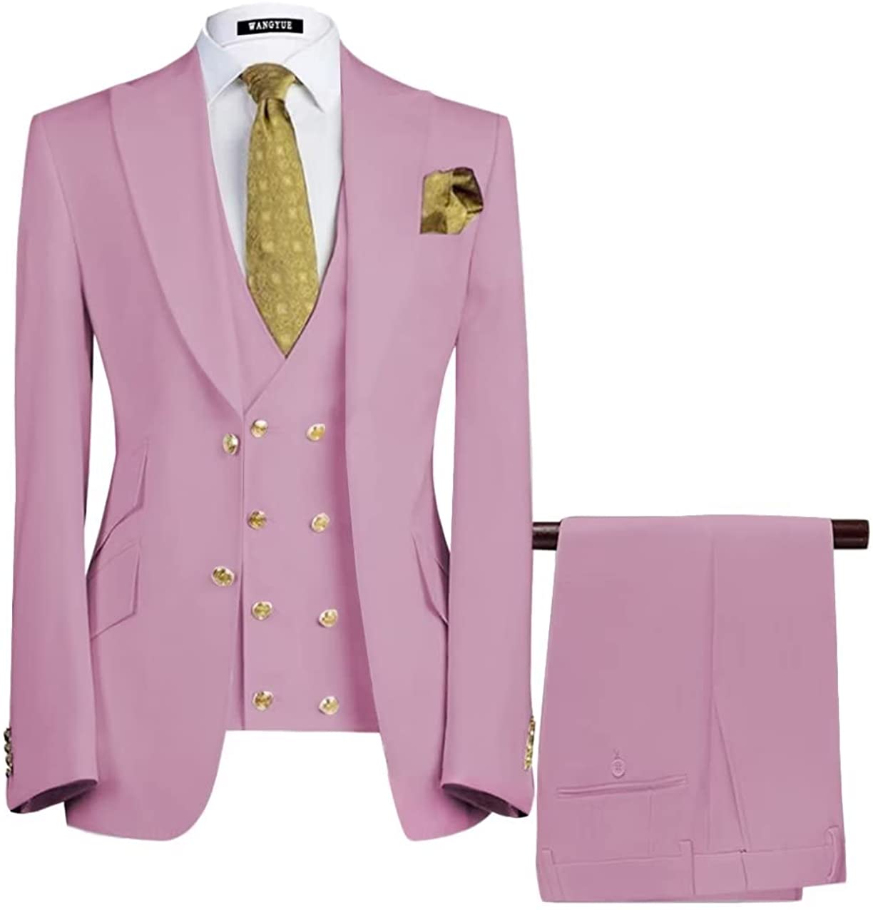 Chic Lilac Three Pieces Peaked Lapel Close Fitting Prom Suits For Men