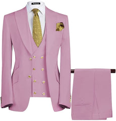 Chic Lilac Three Pieces Peaked Lapel Close Fitting Prom Suits For Men