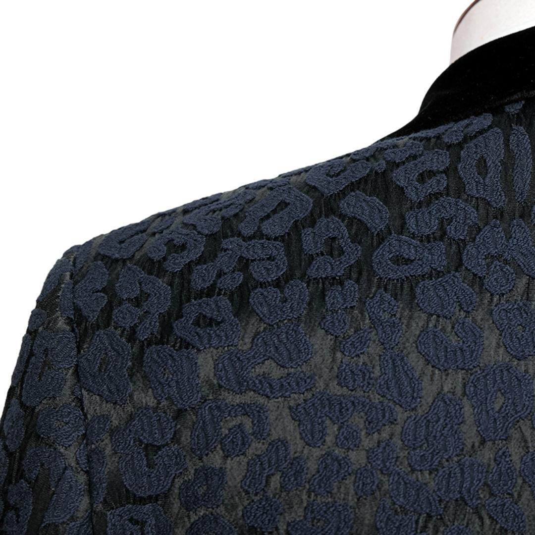 Chic Shawl Lapel Two Pieces Jacquard Navy Blue Wedding Suits