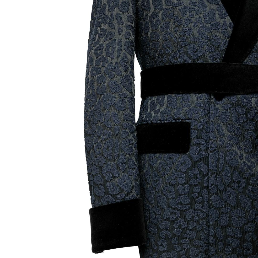 Chic Shawl Lapel Two Pieces Jacquard Navy Blue Wedding Suits