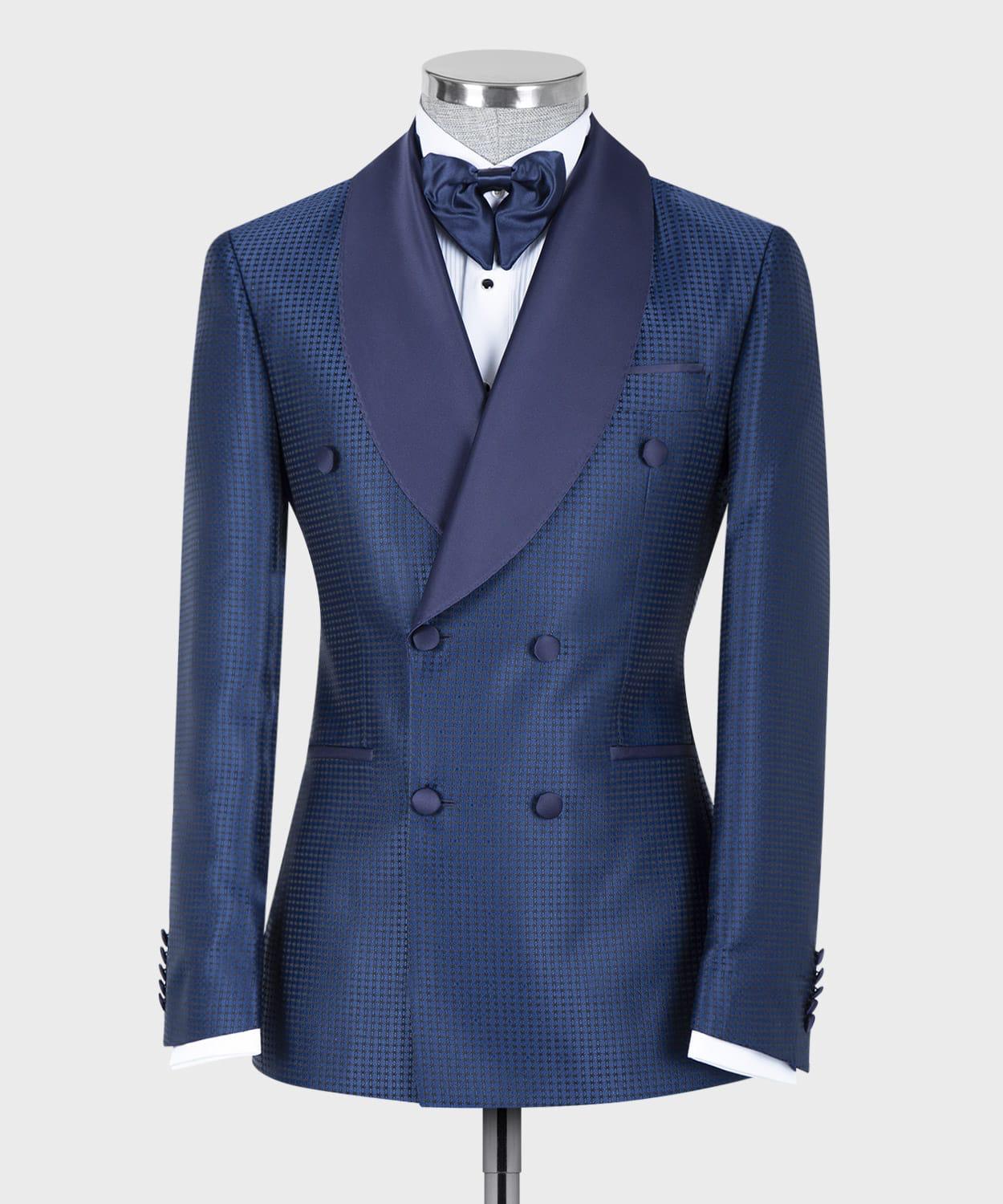 Chic Two Pieces Double Breasted Shawl Lapel Navy Wedding Suits