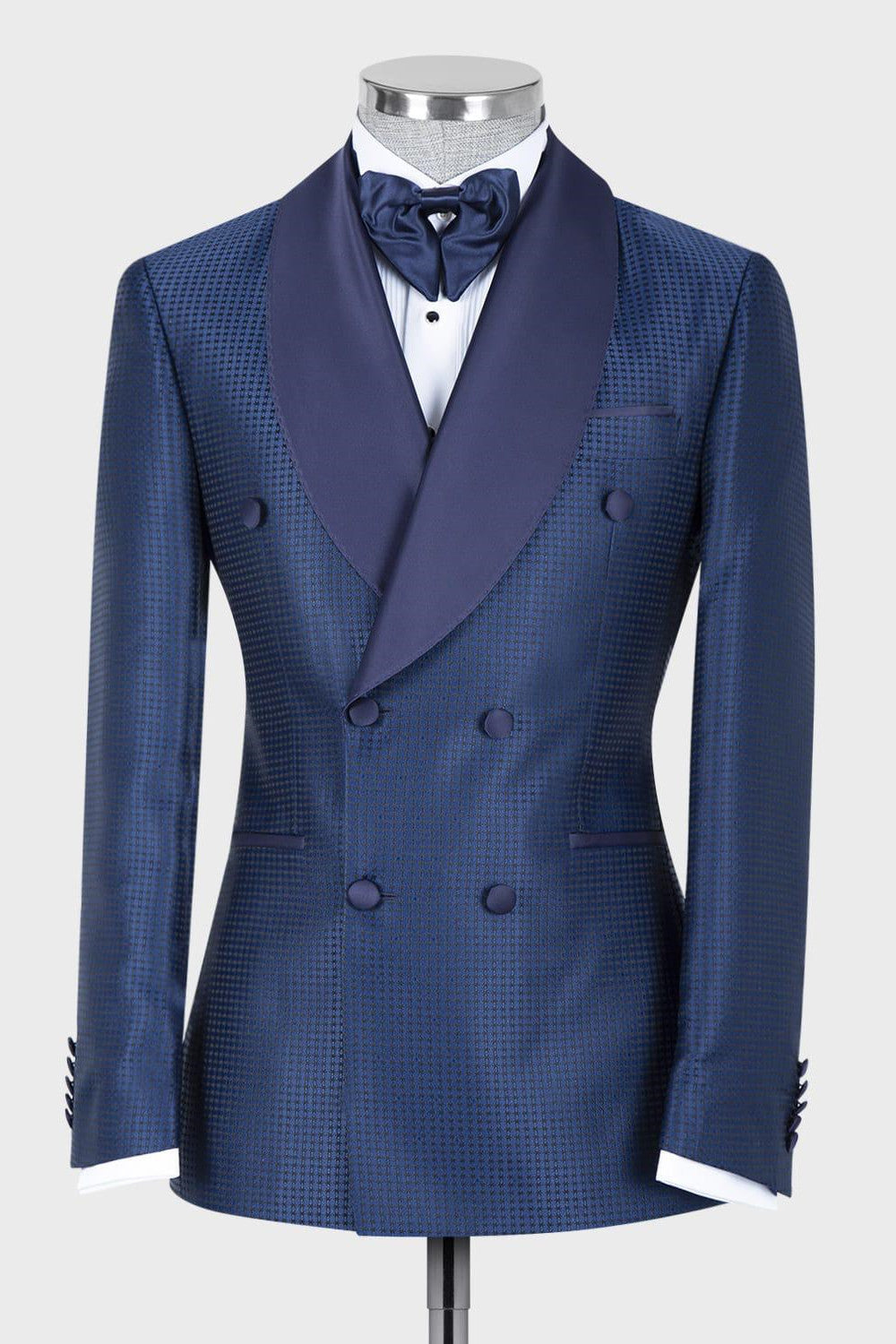 Chic Two Pieces Double Breasted Shawl Lapel Navy Wedding Suits