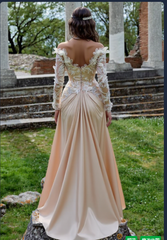 27DRESS Chic Off-the-Shoulder Long Sleeves Sequined Evening Dresses