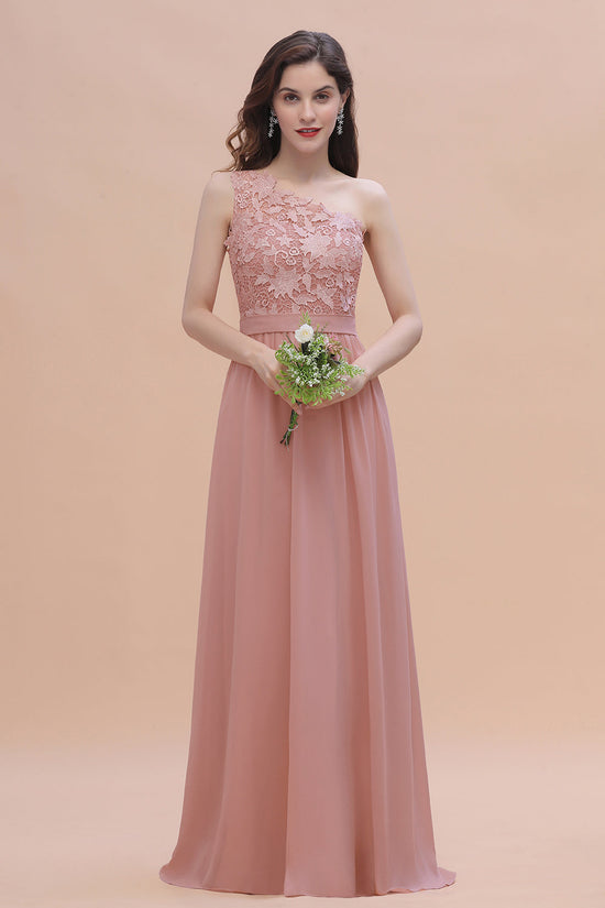 Load image into Gallery viewer, Chic One Shoulder Chiffon Lace Vintage Mauve Bridesmaid Dress On Sale-27dress
