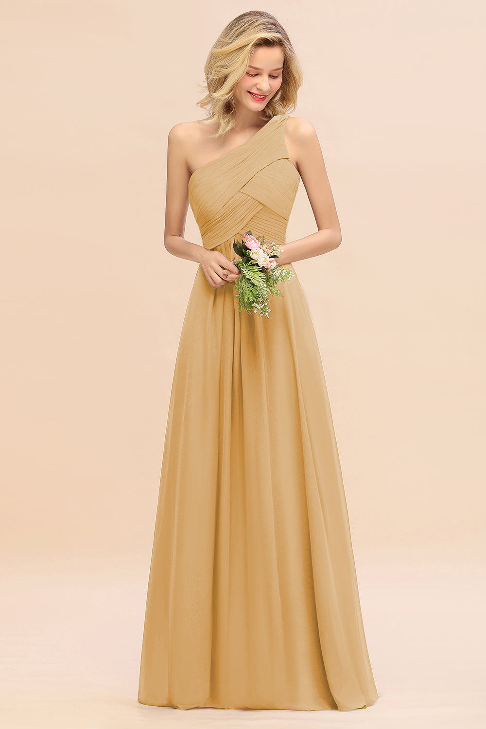 Chic One Shoulder Ruffle Grape Chiffon Bridesmaid Dresses Online-27dress