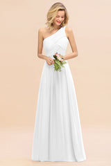 Chic One Shoulder Ruffle Grape Chiffon Bridesmaid Dresses Online-27dress