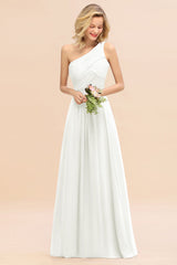 Chic One Shoulder Ruffle Grape Chiffon Bridesmaid Dresses Online-27dress