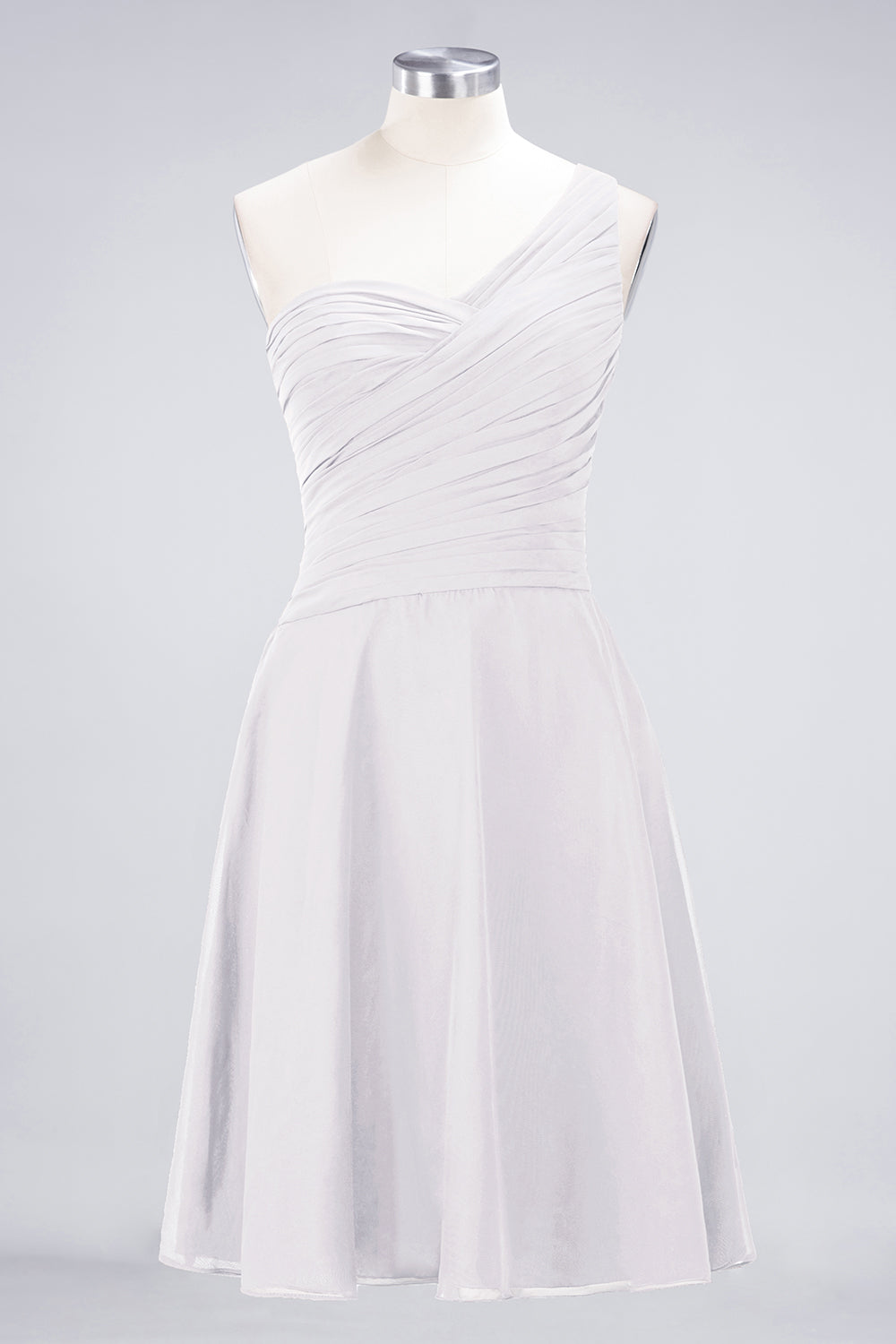 Chic One-Shoulder Short Burgundy Affordable Bridesmaid Dress with Ruffle-27dress