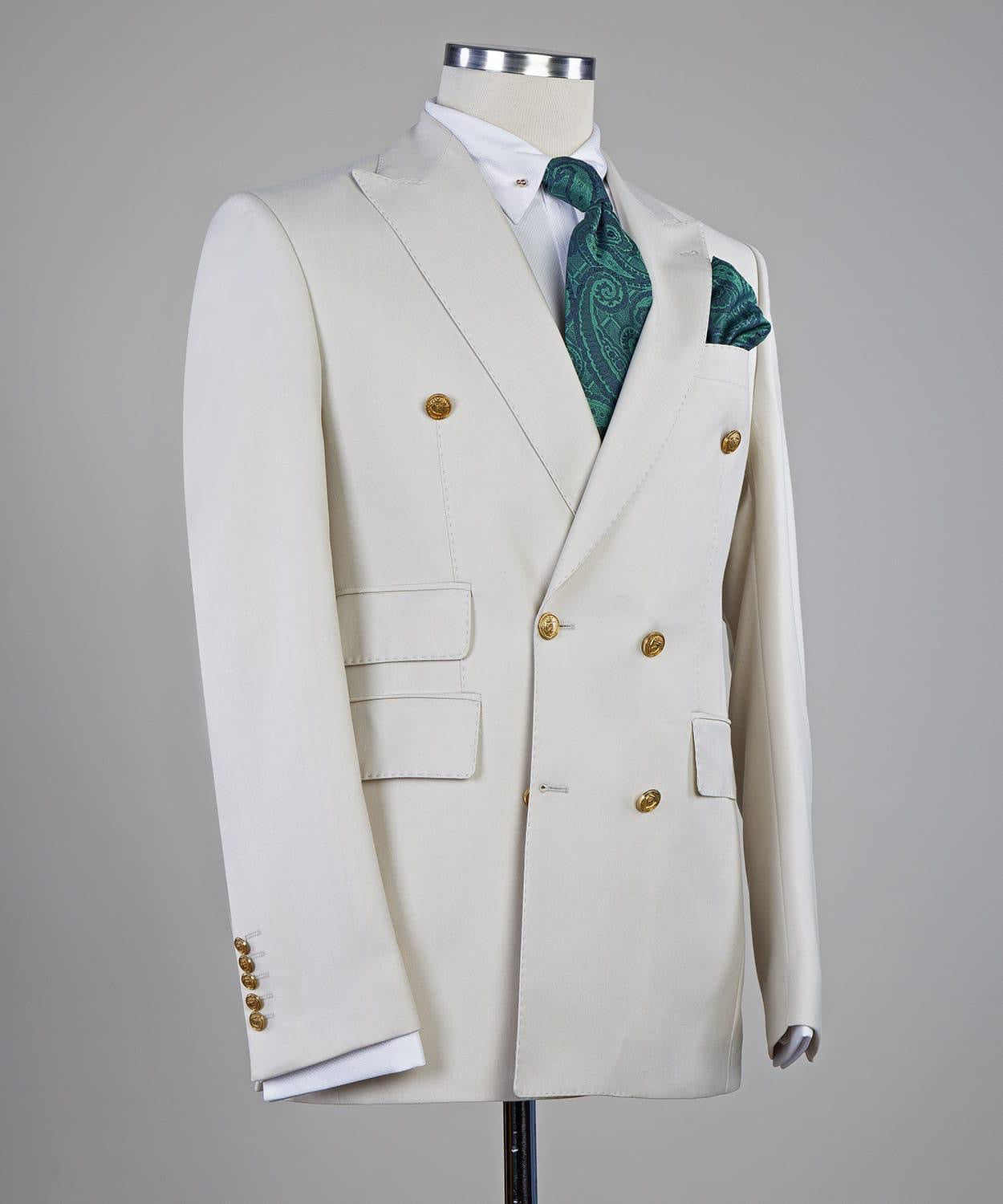 Chic Peaked Lapel Double Breasted Men Business Suits
