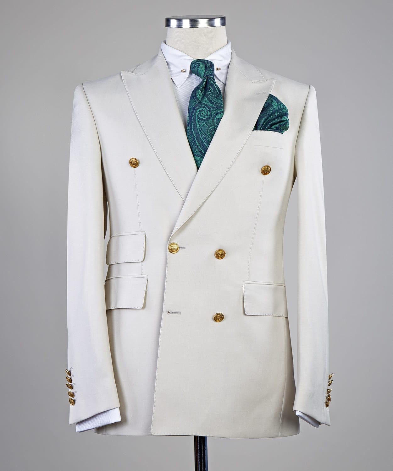 Chic Peaked Lapel Double Breasted Men Business Suits