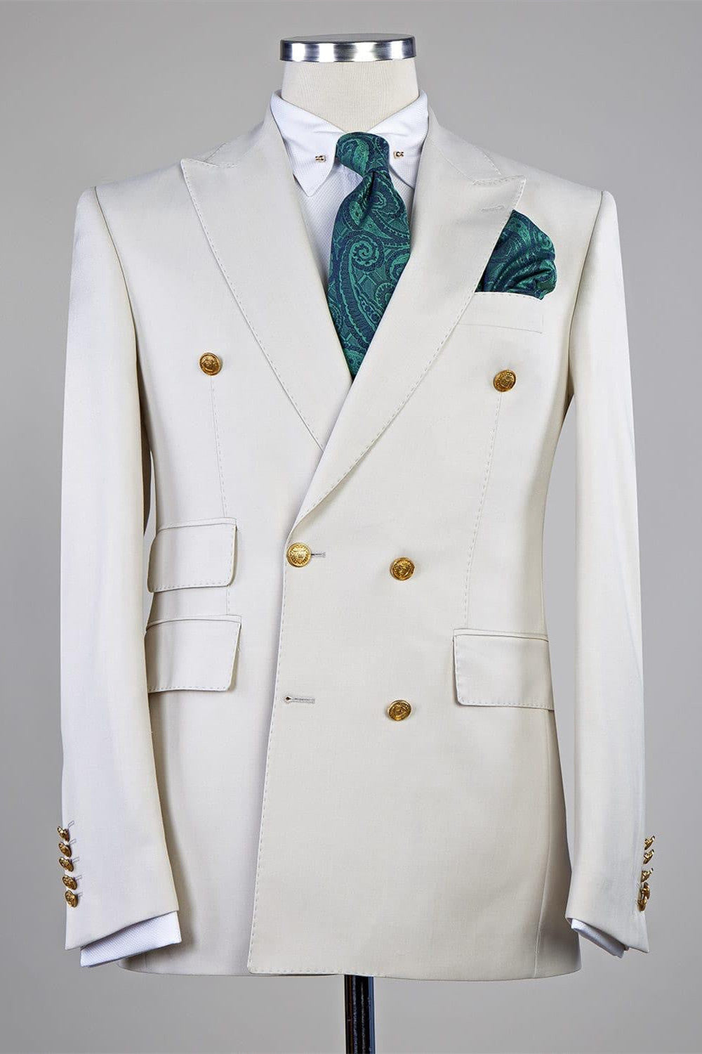 Chic Peaked Lapel Double Breasted Men Business Suits