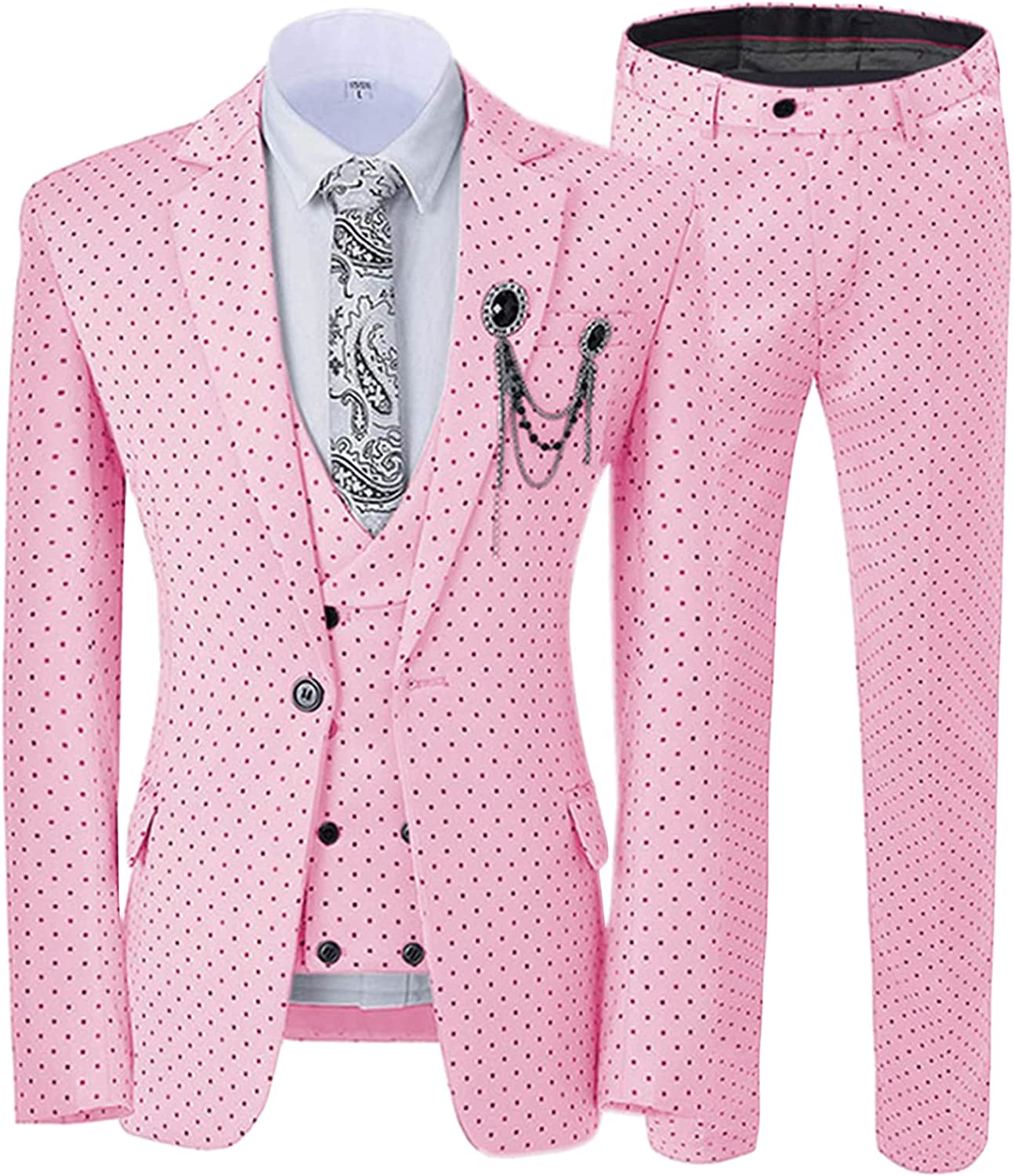Chic Notched Lapel Three Pieces Pink Prom Suits