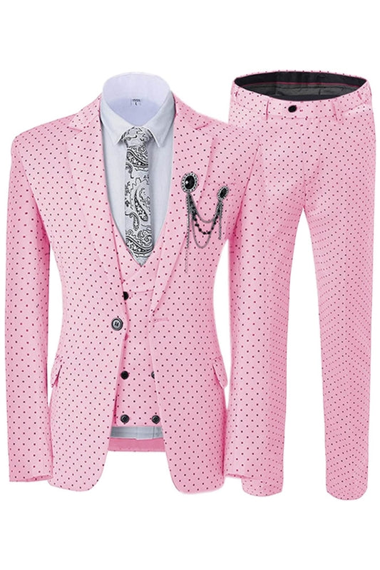 Chic Notched Lapel Three Pieces Pink Prom Suits