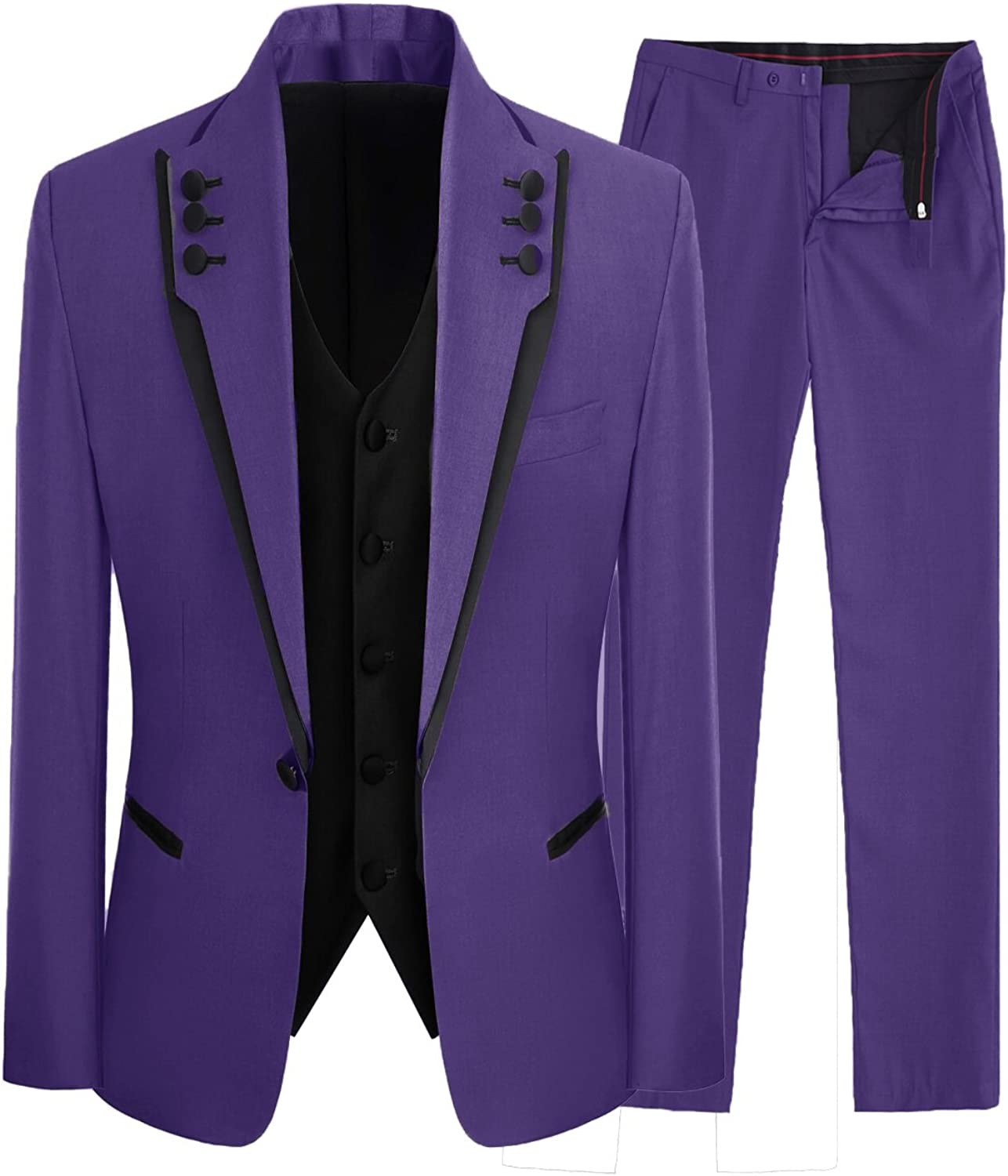 Chic Purple Shawl Lapel Three Pieces Men Suits For Prom