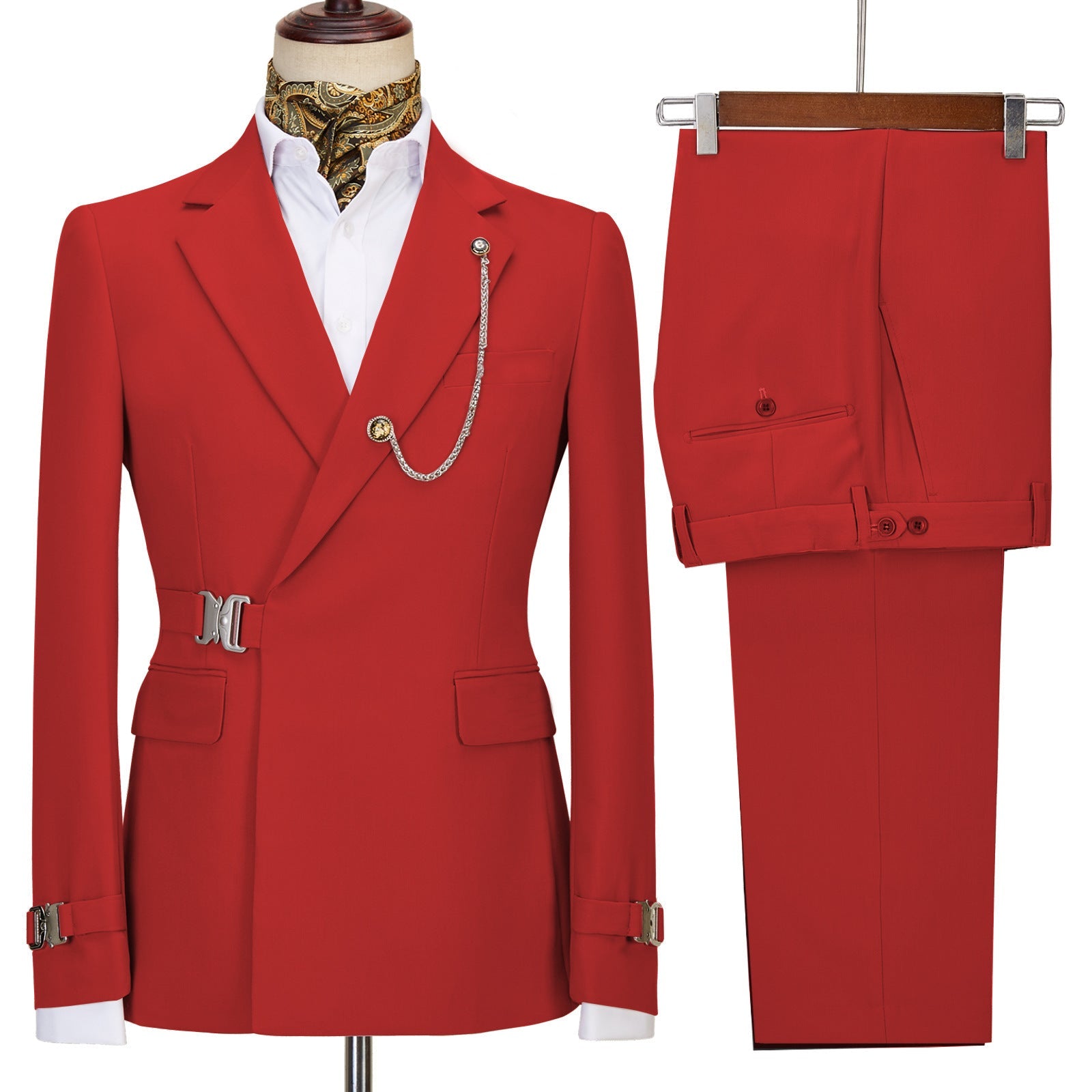 Chic Notched Lapel Red Prom Suits For Men