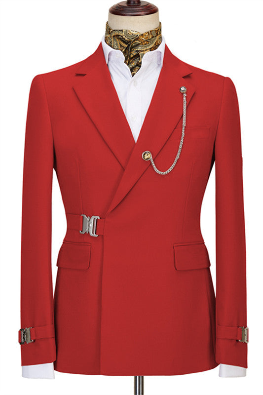 Chic Notched Lapel Red Prom Suits For Men