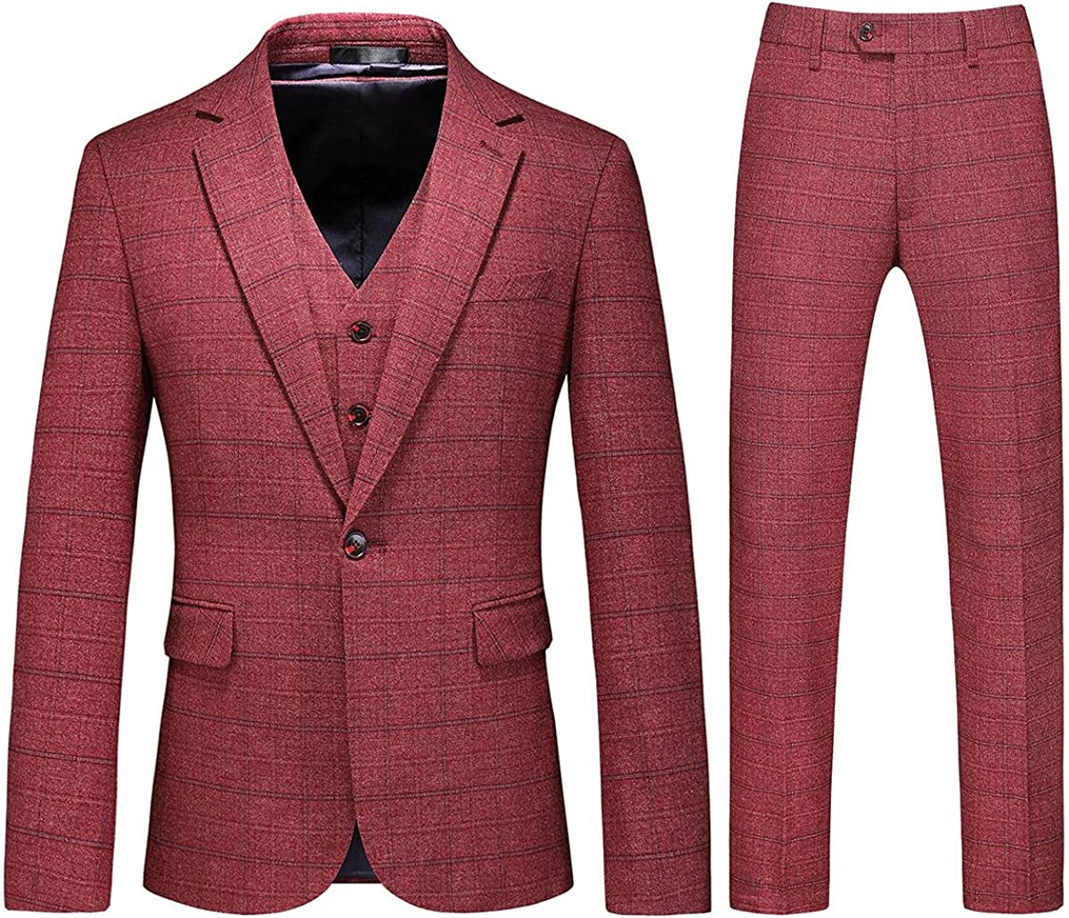 Chic Notched Lapel Three Pieces Men Red Prom Suits