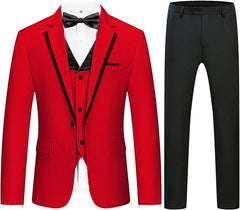Chic Red Notched Lapel Three Pieces Men Suits For Prom