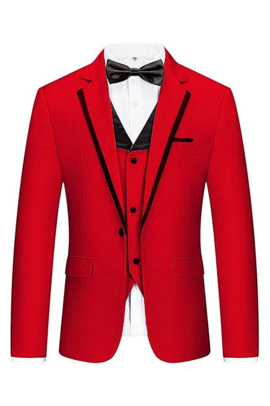 Chic Red Notched Lapel Three Pieces Men Suits For Prom